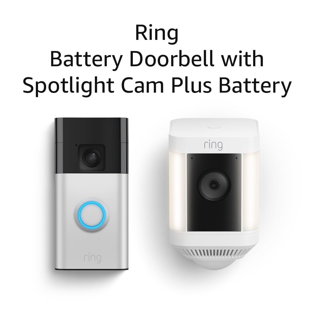 Ring Battery Doorbell with Ring Spotlight Cam Plus Battery (White)