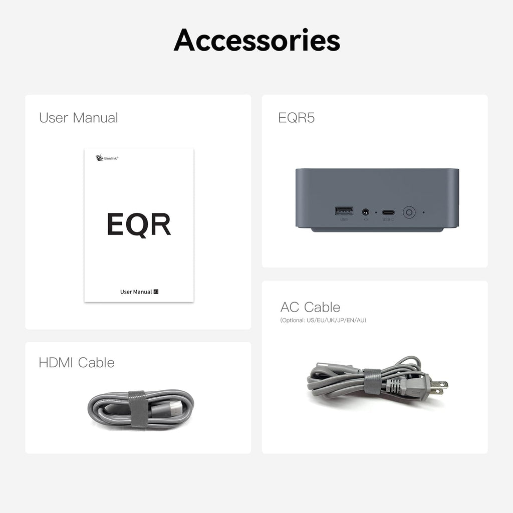 Beelink EQR5 Mini PC, AMD Ryzen 5 5625U(6C/12T, Up to 4.3GHz), Mini Computer 16G DDR4 RAM 500GB NVMe SSD, Built-in Power Supply 4K@60Hz Dual Display HDMI2.1/WiFi6/BT5.2/1000Mbps