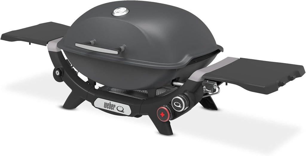 Weber Q 2800N+ Liquid Propane Portable Grill, Charcoal Grey – Wide 250°–700°F Temp Range with Plus Burner for Searing, Low‑Temp Roasting & High-Dome Lid for Travel & Camping