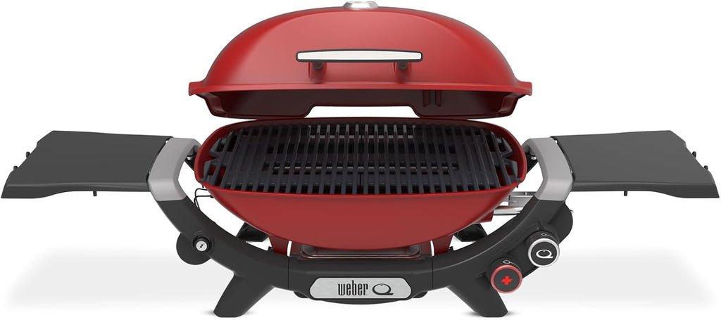 Weber Q 2800N+ Liquid Propane Portable Grill, Flame Red – Wide 250°–700°F Temp Range with Plus Burner for Searing, Low‑Temp Roasting & High-Dome Lid for Travel & Camping