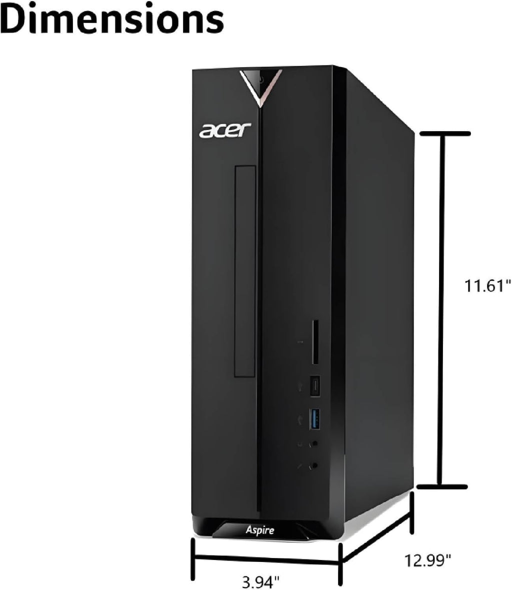 Acer 2025 Aspire Desktop, 16GB RAM, 256GB PCIe SSD + 1TB HDD, Intel Processor, Ultra-Quiet Design, SD Card Reader, Dual 4K Monitor Support, USB-C, Wired Keyboard and Mouse, Windows 11