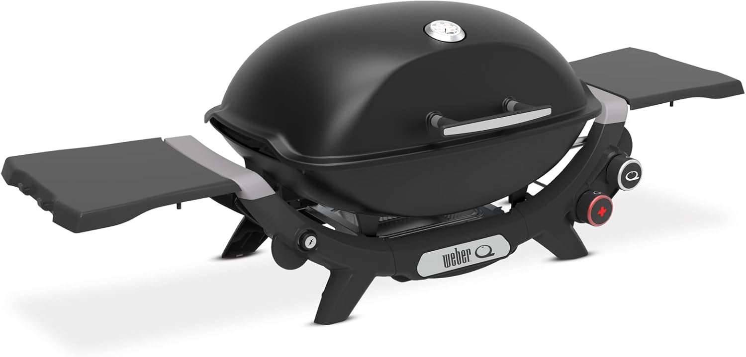 Weber Q 2800N+ Liquid Propane Portable Grill, Midnight Black – Wide 250°–700°F Temp Range with Plus Burner for Searing, Low‑Temp Roasting & High-Dome Lid for Travel & Camping
