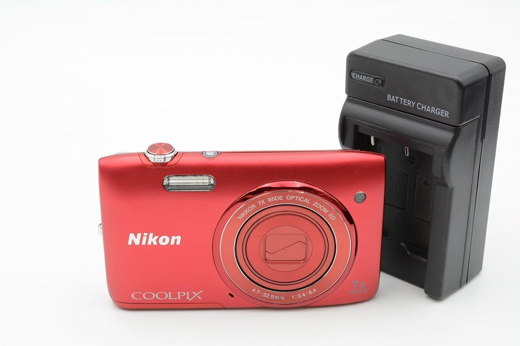 Nikon Coolpix S3400 16 MP Digital Camera with 7x Optical IS Zoom, 2.7-Inch LCD (Red)