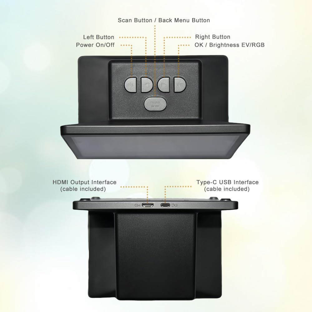 48 MP Film & Slide Scanner with 7 Inch LCD Screen, All-in-One Digital Film Scanner Built-in 16GB Memory Converts B&W/135/110/126 KPK Negative and Super 8/Monochrome Slides into JPEG Photos