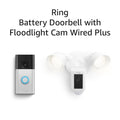Ring Battery Doorbell with Ring Floodlight Cam Wired Plus (White)