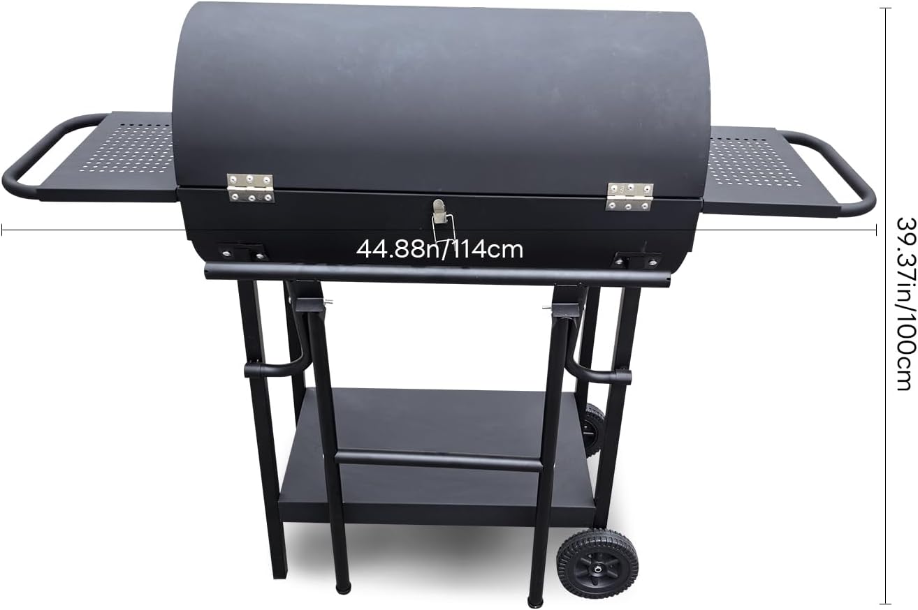 Barrel grill charcoal - Barrel charcoal grills with side shelf, Large Sturdy BBQ Charcoal Grill suitable for outdoor camping,backyards, and patios (Extra Large)