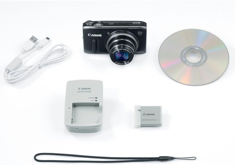 Canon PowerShot SX260 HS 12.1 MP CMOS Digital Camera with 20x Image Stabilized Zoom 25mm Wide-Angle Optical Lens and 1080p HD Video (Black)