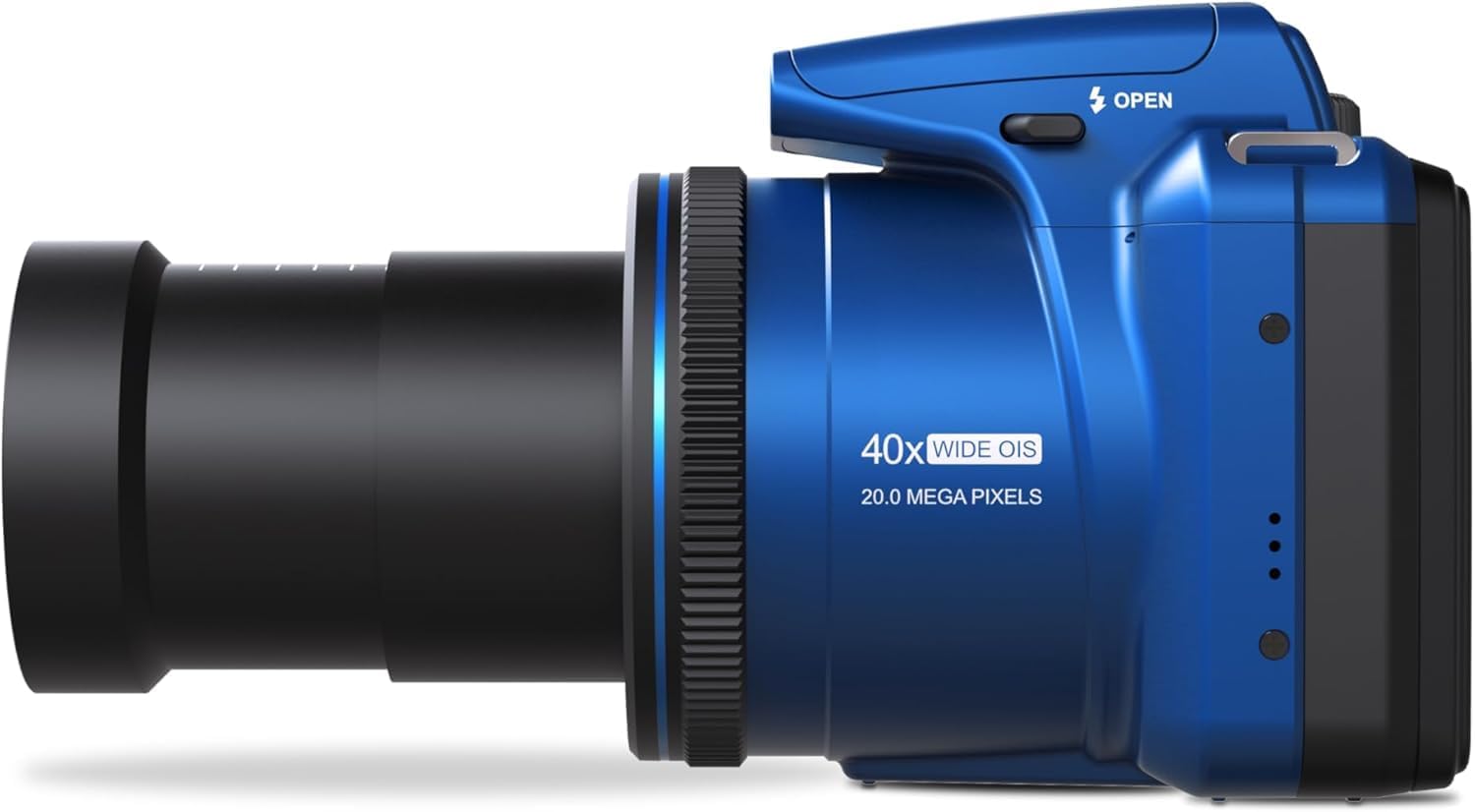 Minolta MN40Z 20MP Digital Camera – 40x Optical Zoom, 1080p FHD Video, 3.0' LCD, Wi-Fi, Face/Smile/Blink Detection – Blue