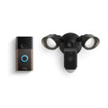 Ring Floodlight Cam Wired Plus, Black with Ring Video Doorbell, Venetian Bronze