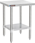 DuraSteel 24x24 Stainless Steel Work Table - NSF Commercial Prep Metal Table - Outdoor Pizza Oven Stand w/Under Shelf - Kitchen Island Laundry Utility Garage Microwave Stand Large Rolling Storage Cart