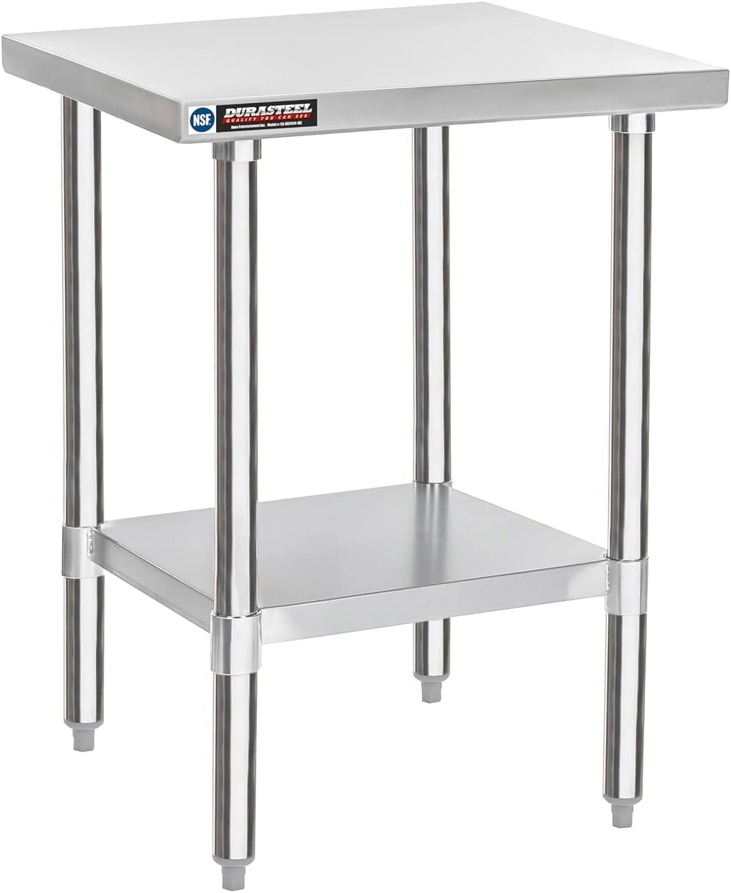 DuraSteel 24x24 Stainless Steel Work Table - NSF Commercial Prep Metal Table - Outdoor Pizza Oven Stand w/Under Shelf - Kitchen Island Laundry Utility Garage Microwave Stand Large Rolling Storage Cart