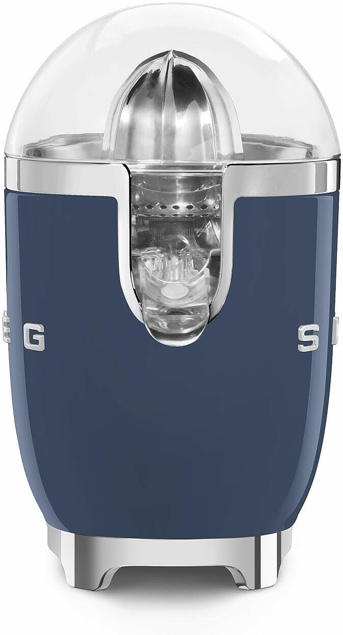 SMEG 50's Retro Style Citrus Juicer with Drip Free Spout, Automatic Activation, and Efficient Straining, Navy