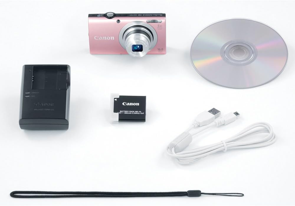 Canon PowerShot A2400 is 16.0 MP Digital Camera with 5X Optical Image Stabilized Zoom 24mm Wide-Angle Lens with 1080p Full HD Video Recording and 3.2-Inch Touch Panel LCD (Pink)