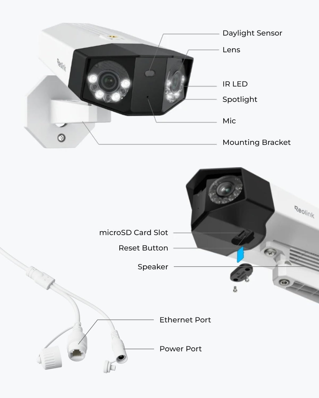 REOLINK 4K PoE Security Camera System, Home Outdoor IP Camera in 180 Degree Viewing Angle, Human/Vehicle/Pet Detection, Color Night Vision, Two Way Talk, Up to 512GB microSD Card, Duo 2 PoE