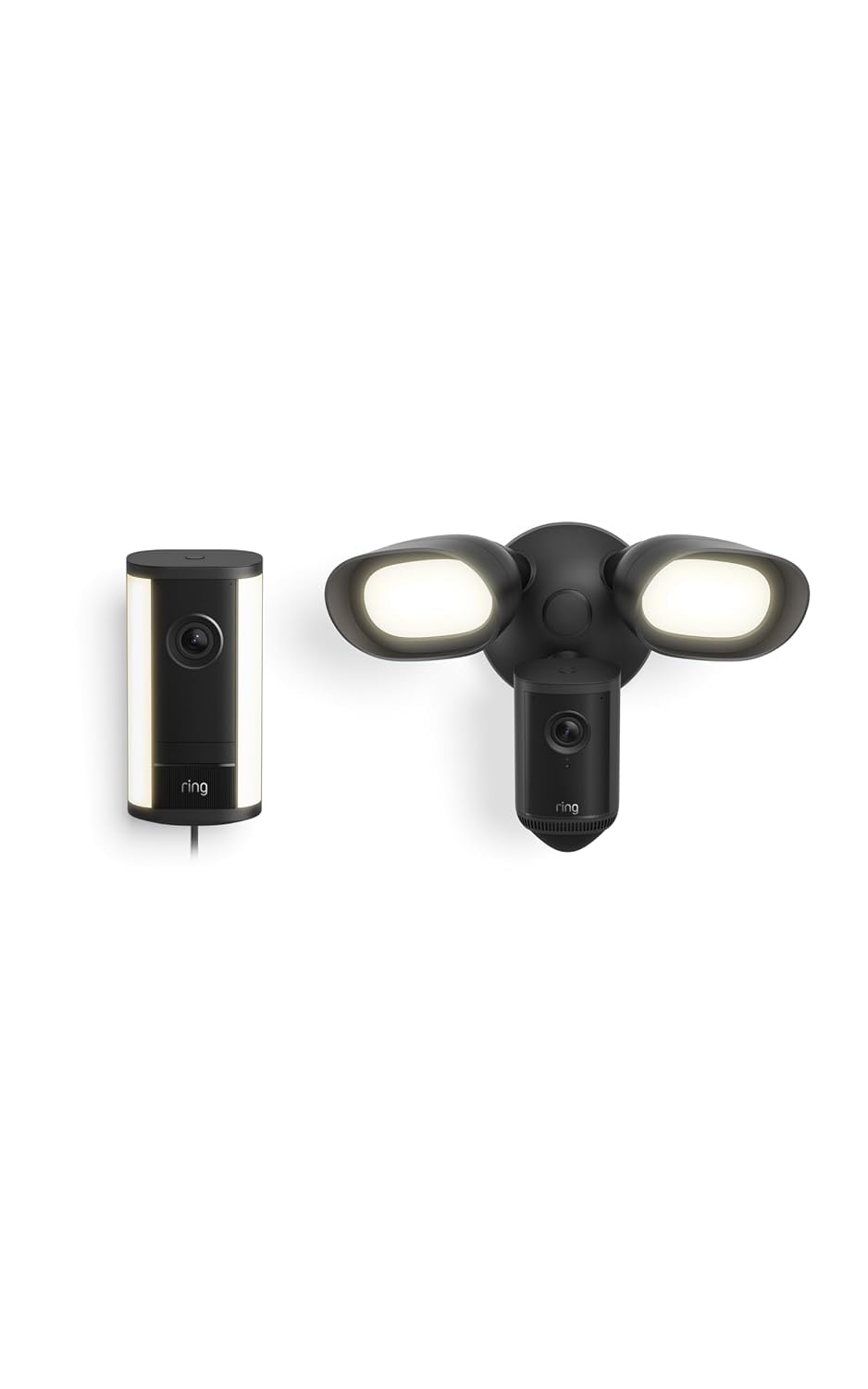 Ring Spotlight Cam Pro, Plug-In (Newest Model), Black with Floodlight Cam Pro (Newest Model), Black