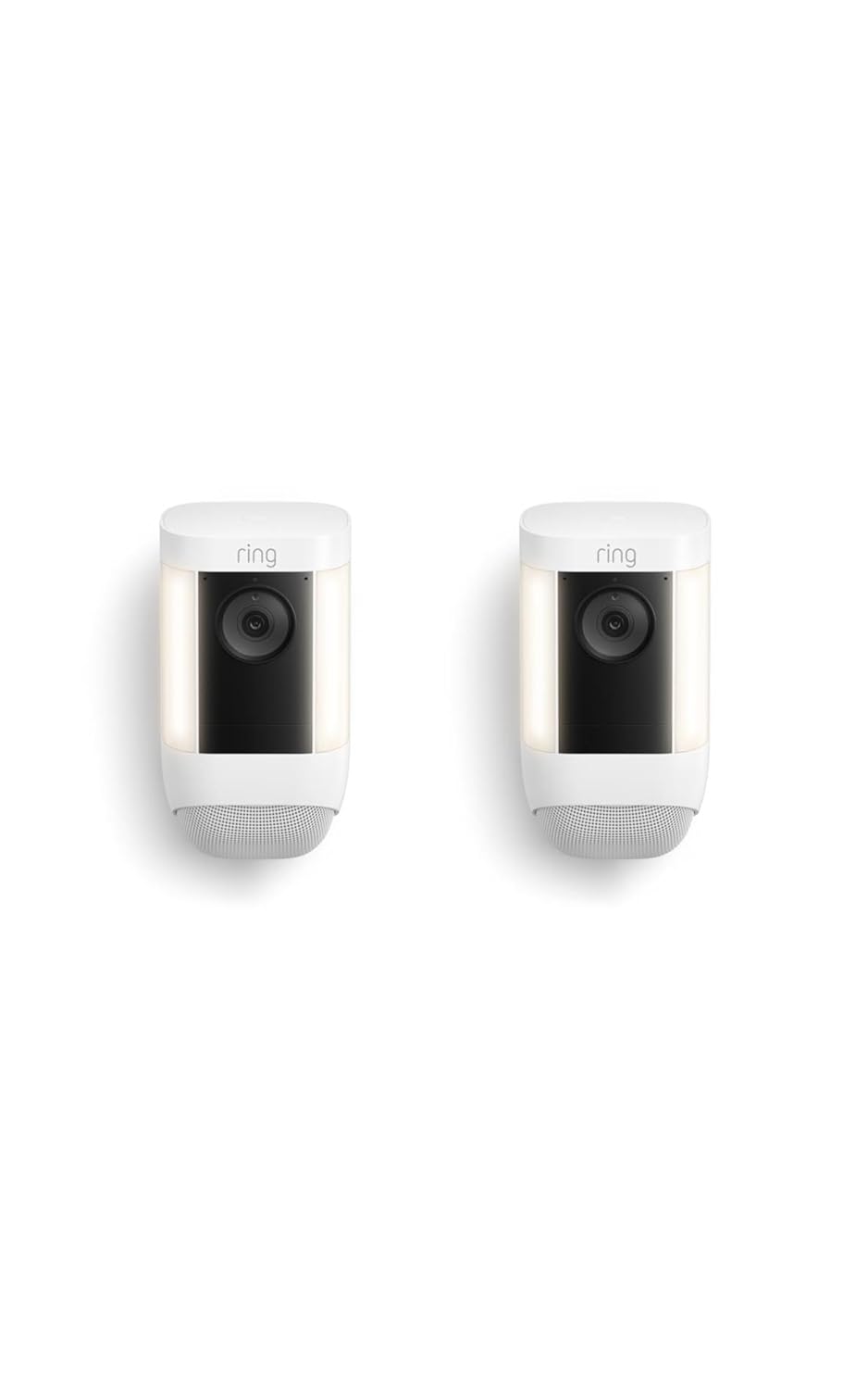 Ring Spotlight Cam Pro, Battery, Home or business security, Retinal 2K Video, Color Night Vision and Two-Way Talk with Audio+, 2-pack, White
