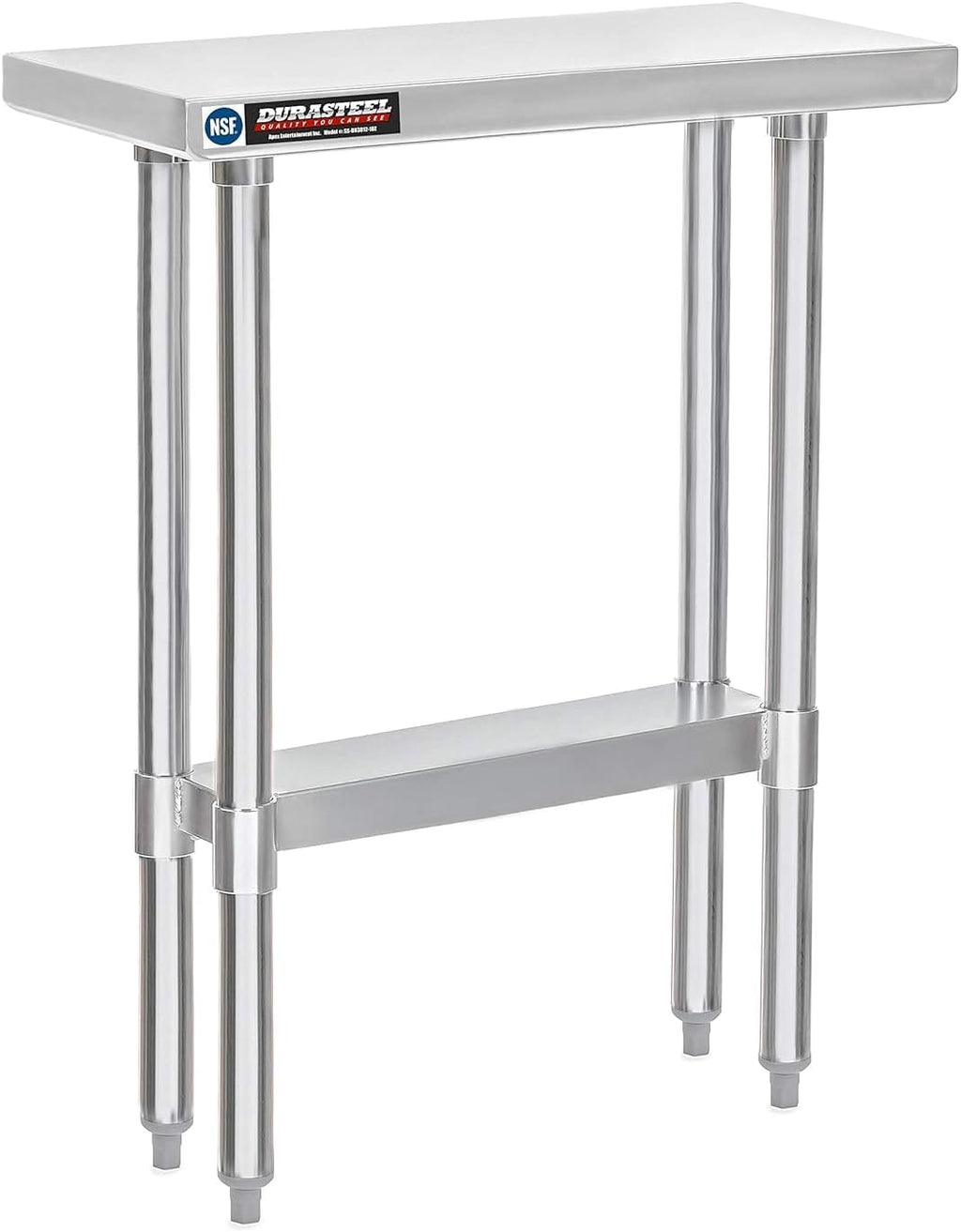 DuraSteel 30x12 Stainless Steel Work Table - NSF Commercial Prep Metal Table - Outdoor Pizza Oven Stand w/Under Shelf - Kitchen Island Laundry Utility Garage Microwave Stand Large Rolling Storage Cart