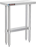 DuraSteel 30x12 Stainless Steel Work Table - NSF Commercial Prep Metal Table - Outdoor Pizza Oven Stand w/Under Shelf - Kitchen Island Laundry Utility Garage Microwave Stand Large Rolling Storage Cart