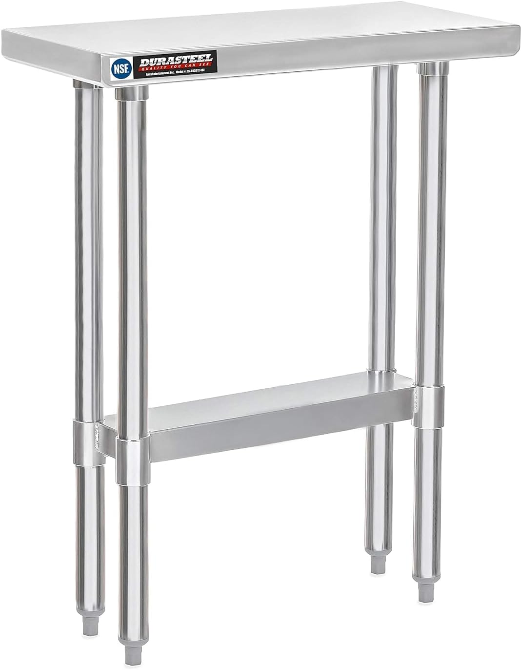 DuraSteel 30x12 Stainless Steel Work Table - NSF Commercial Prep Metal Table - Outdoor Pizza Oven Stand w/Under Shelf - Kitchen Island Laundry Utility Garage Microwave Stand Large Rolling Storage Cart