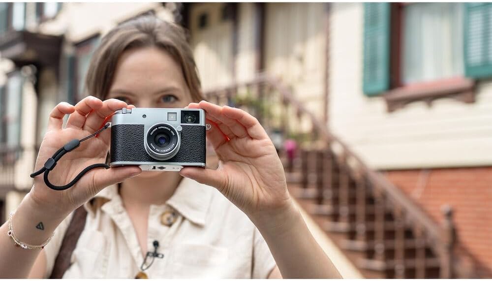 FUJIFILM X Half Premium Compact Digital Camera (Silver) Bundle with Carrying Case + 64GB Memory Card + Lens Cap Keeper + Memory Card Wallet + Hand Strap + More