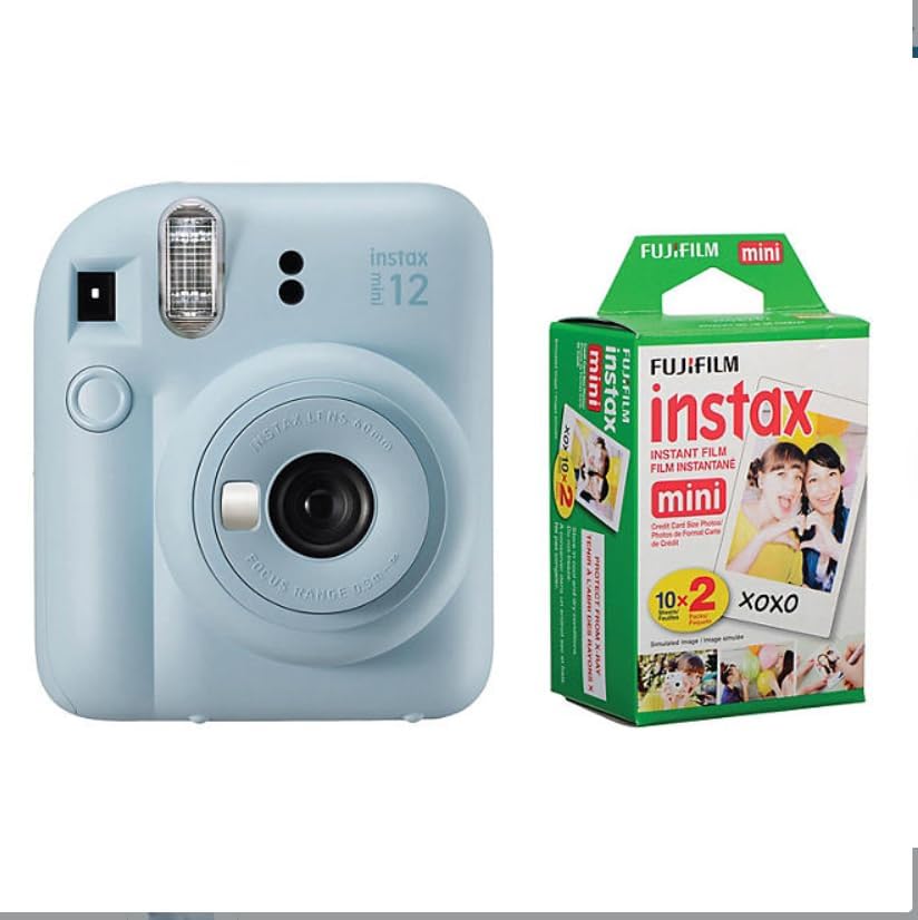 Fujifilm Instax Mini 12 Instant Camera with Bonus Film, 20 Sheets - Blue (Blue)