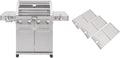 Monument Grills Larger 4-Burner Propane Gas Grills Stainless Steel Cabinet Style with Infrared Side Sear & Side Burners with Stainless Steel Cooking Grids(2 Items)