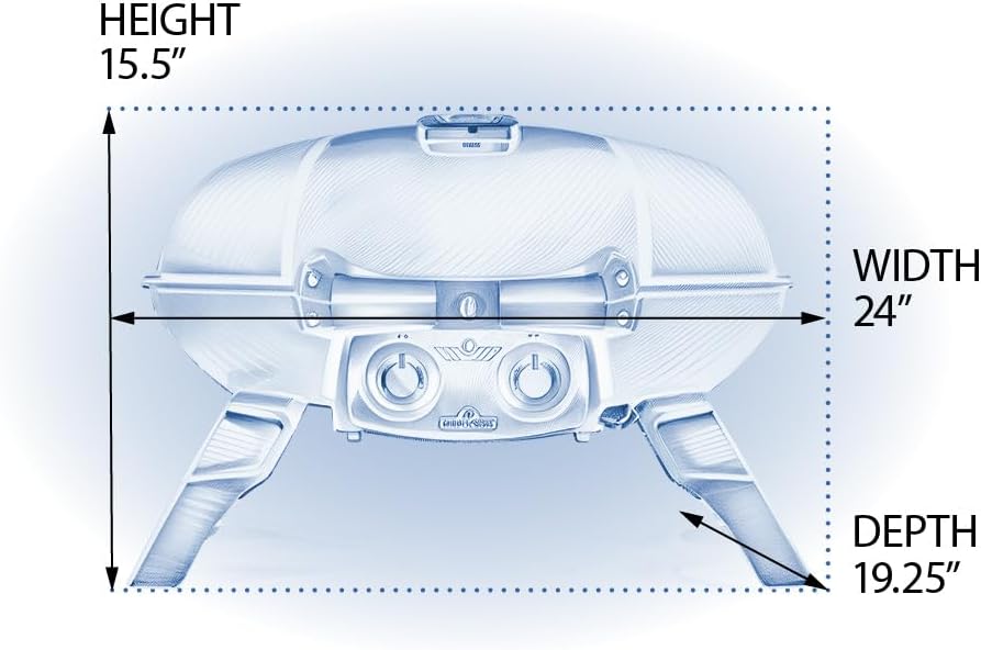 Napoleon TravelQ 285 Portable Propane Gas Grill, Blue, 2 Burners, Tailgating, Camping, and Small Outdoor Spaces