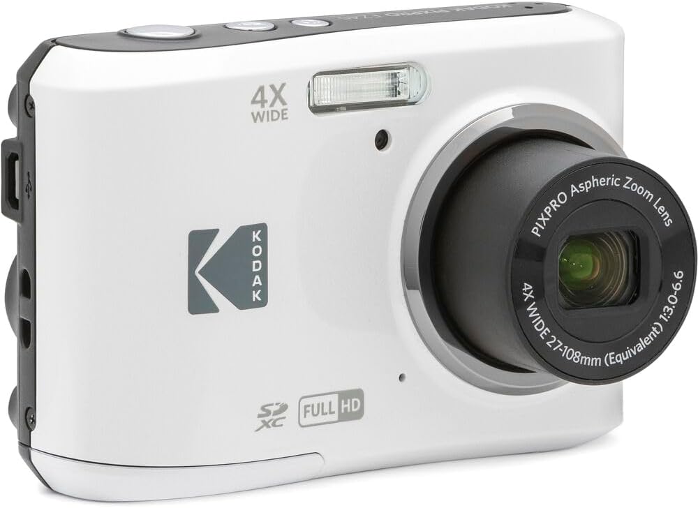 Kodak Pixpro FZ45 Digital Camera Bundle, Includes: SanDisk 32GB Memory Card, Spare Batteries, Hard Shell Camera Case and Card Reader (5 Items) (White)