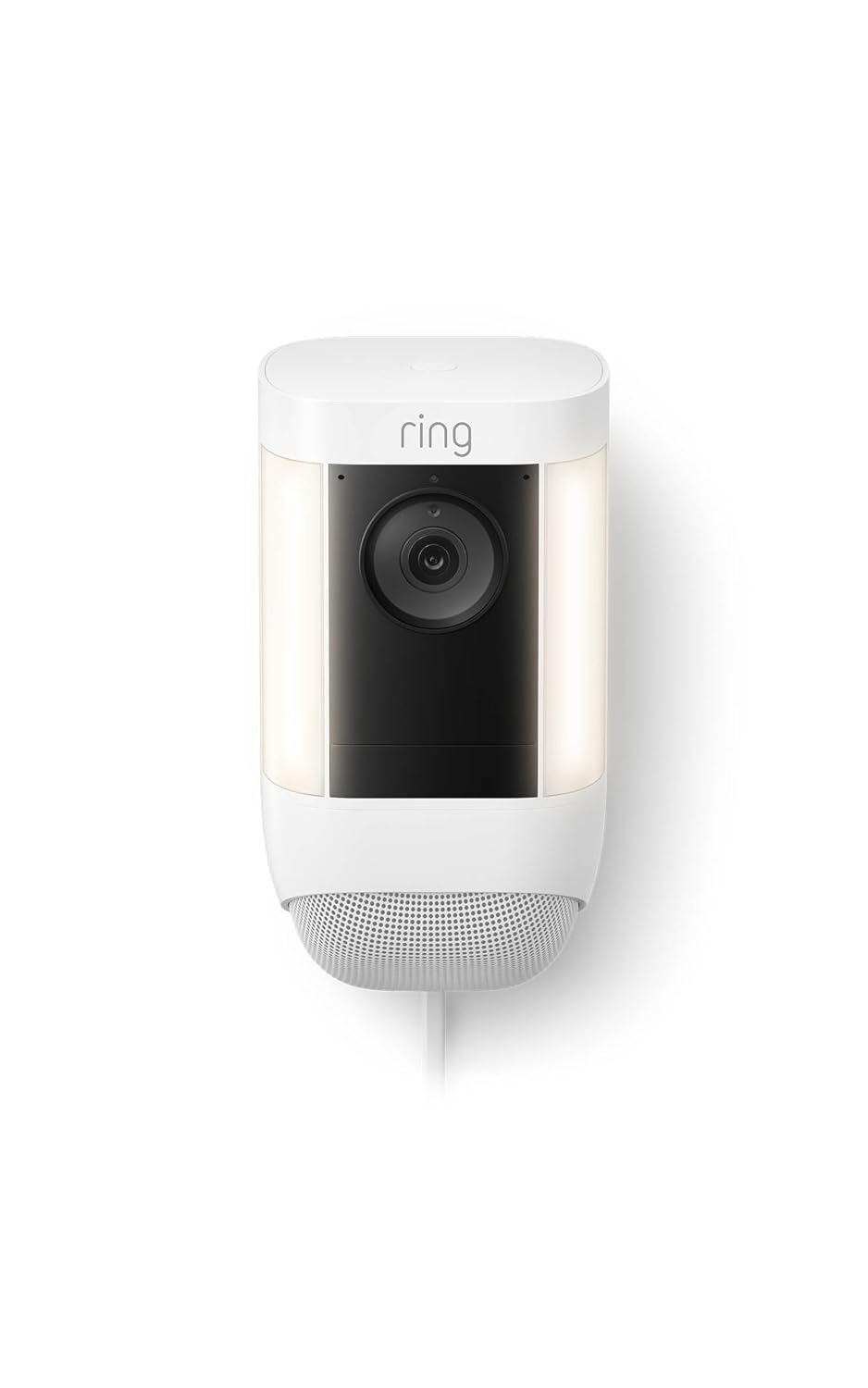 Like-New Ring Spotlight Cam Pro, Plug-In, Home or business security, Retinal 2K Video, Color Night Vision and Two-Way Talk with Audio+, White