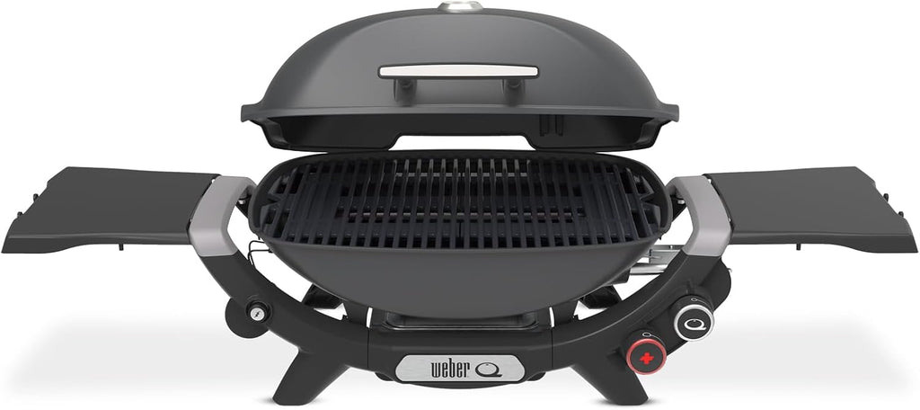 Weber Q 2800N+ Liquid Propane Portable Grill, Charcoal Grey – Wide 250°–700°F Temp Range with Plus Burner for Searing, Low‑Temp Roasting & High-Dome Lid for Travel & Camping