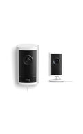 Ring Outdoor Cam Pro, Plug-In (Newest Model), White with Indoor Cam Plus (Newest Model), White