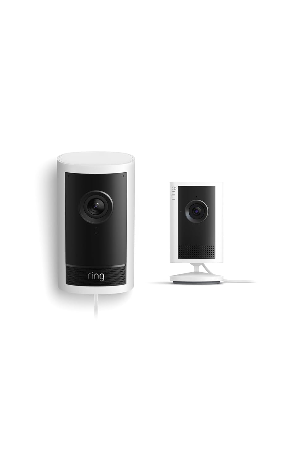 Ring Outdoor Cam Pro, Plug-In (Newest Model), White with Indoor Cam Plus (Newest Model), White