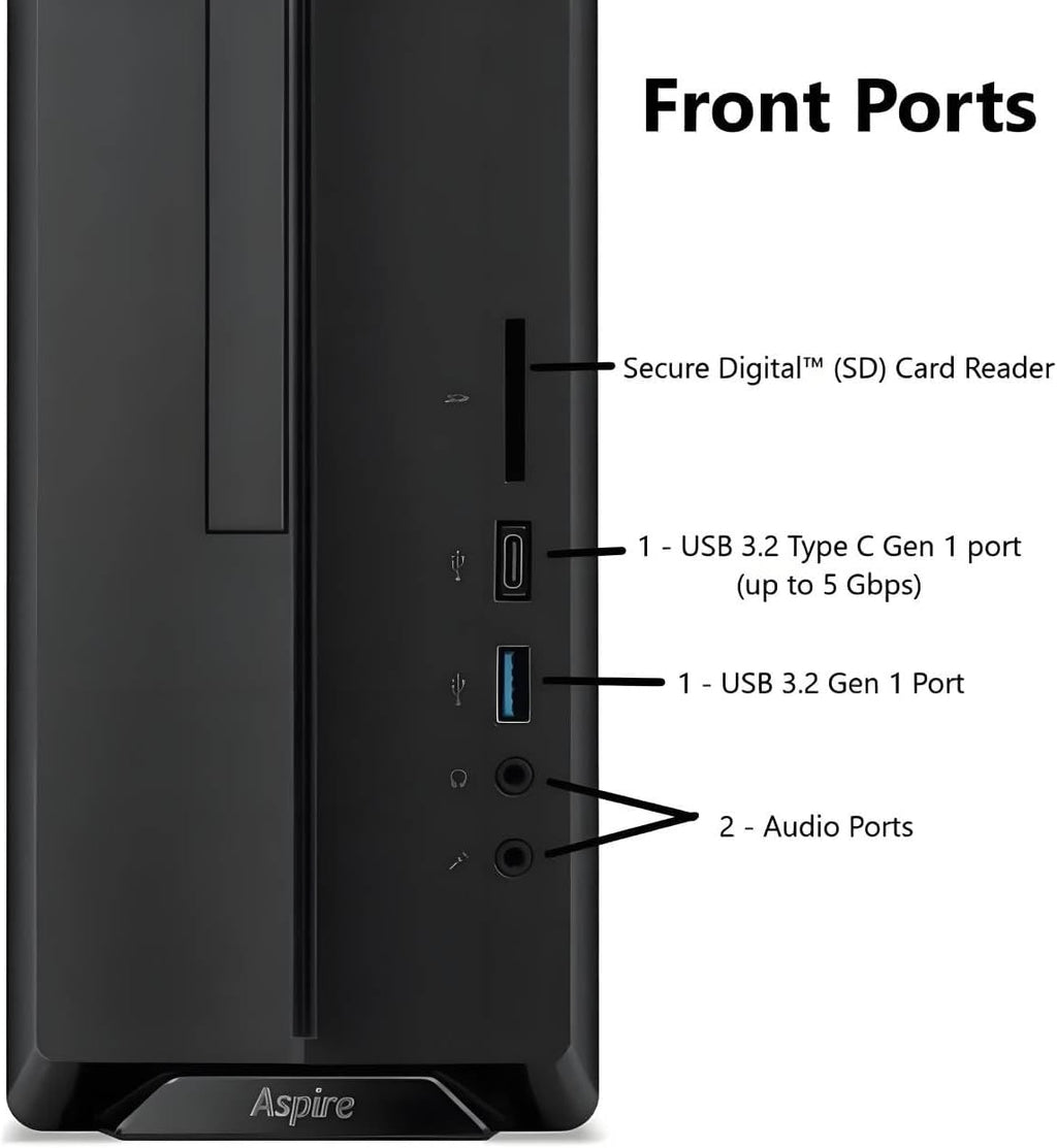 Acer 2025 Aspire Desktop, 16GB RAM, 256GB PCIe SSD + 1TB HDD, Intel Processor, Ultra-Quiet Design, SD Card Reader, Dual 4K Monitor Support, USB-C, Wired Keyboard and Mouse, Windows 11
