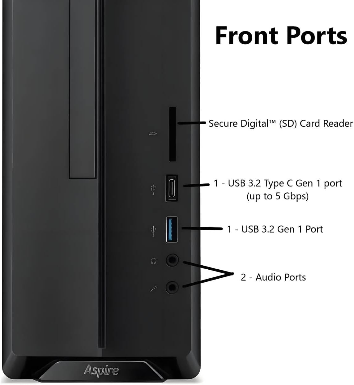 Acer 2025 Aspire Desktop, 16GB RAM, 256GB PCIe SSD + 1TB HDD, Intel Processor, Ultra-Quiet Design, SD Card Reader, Dual 4K Monitor Support, USB-C, Wired Keyboard and Mouse, Windows 11