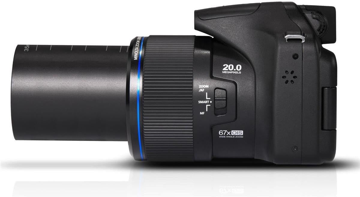 Minolta Pro Shot 20MP Digital Camera – 67x Optical Zoom, Full 1080p HD Video, Optical Image Stabilization, Wi-Fi, 3-inch Articulating LCD Screen, 27 Scene Modes – Includes 16GB SD Card (Black)