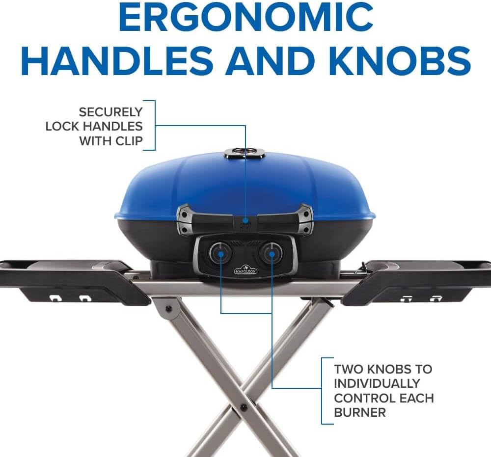 Napoleon TQ285XBL1 Propane Gas Grill, 285 sq. in (Scissor Cart), Blue