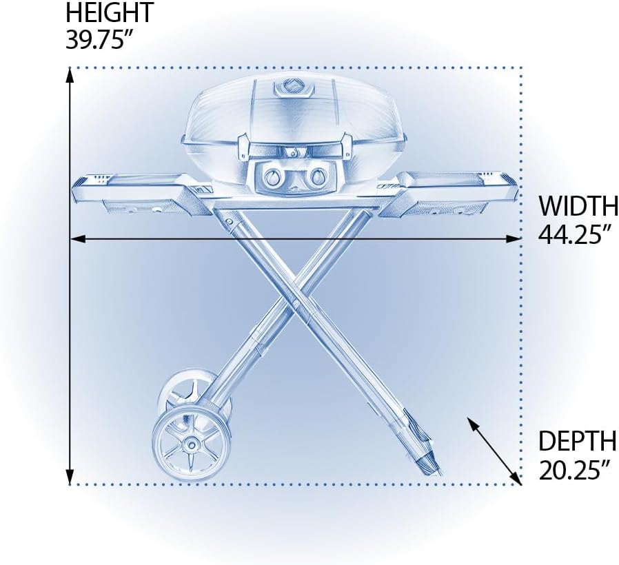 Napoleon TravelQ PRO285X Portable Propane Gas Grill with Foldable Scissor Cart, Black, 2 Burners, Tailgating, Camping, and Small Outdoor Spaces