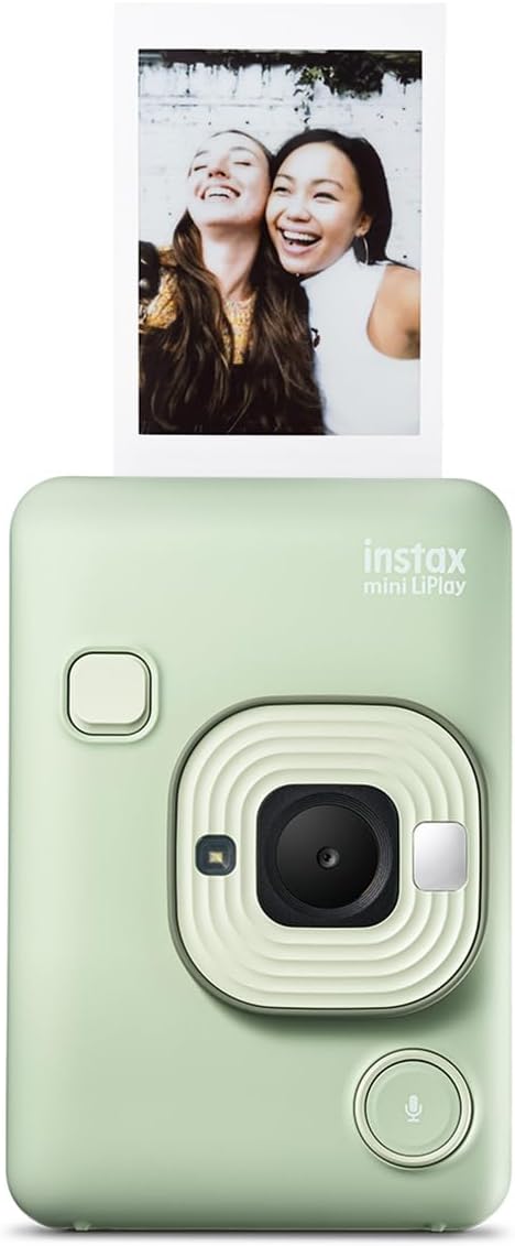Fujifilm Instax Mini LiPlay Hybrid Instant Camera, Deep Bronze, Bundle with 20 Exposures Film Pack, 32GB UHS-I microSDHC Memory Card and Shoulder Bag (Matcha Green)