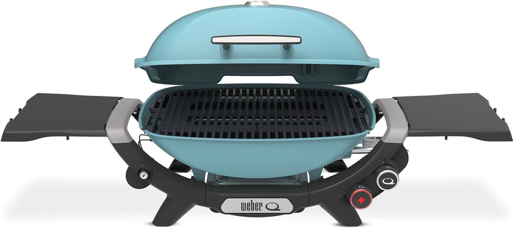 Weber Q 2800N+ Liquid Propane Portable Grill, Sky Blue – Wide 250°–700°F Temp Range with Plus Burner for Searing, Low‑Temp Roasting & High-Dome Lid for Travel & Camping
