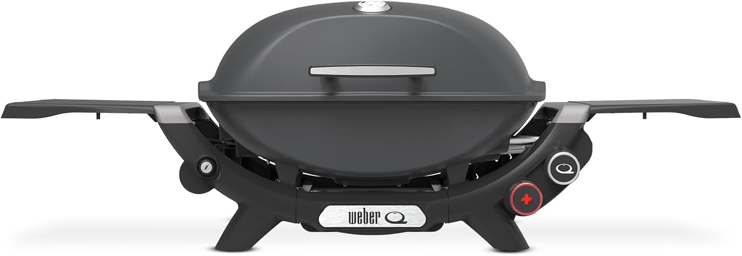 Weber Q 2800N+ Liquid Propane Portable Grill, Charcoal Grey – Wide 250°–700°F Temp Range with Plus Burner for Searing, Low‑Temp Roasting & High-Dome Lid for Travel & Camping
