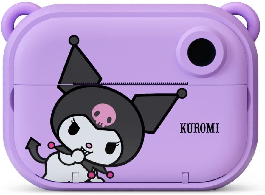 Kuromi Official Licensed Instant Print Digital Camera, 2.4' HD Screen, Ink-Free B&W Printing, Selfie Lens, 1080p Video, 32GB Memory Card (Model P) by kiimento