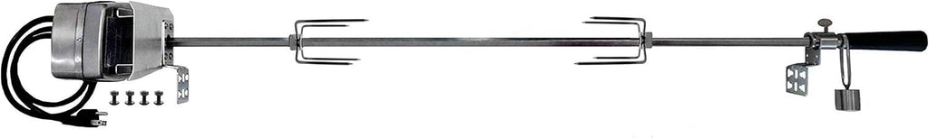 OneGrill Heavy Duty Chrome Steel Universal Grill Rotisserie Kit with 13 Watt 50 lb. Stainless Electric Motor - 53 Inch X 1/2 Inch Hexagon Spit Rod (Grills Up to 45 Inches Wide) NOT for Weber