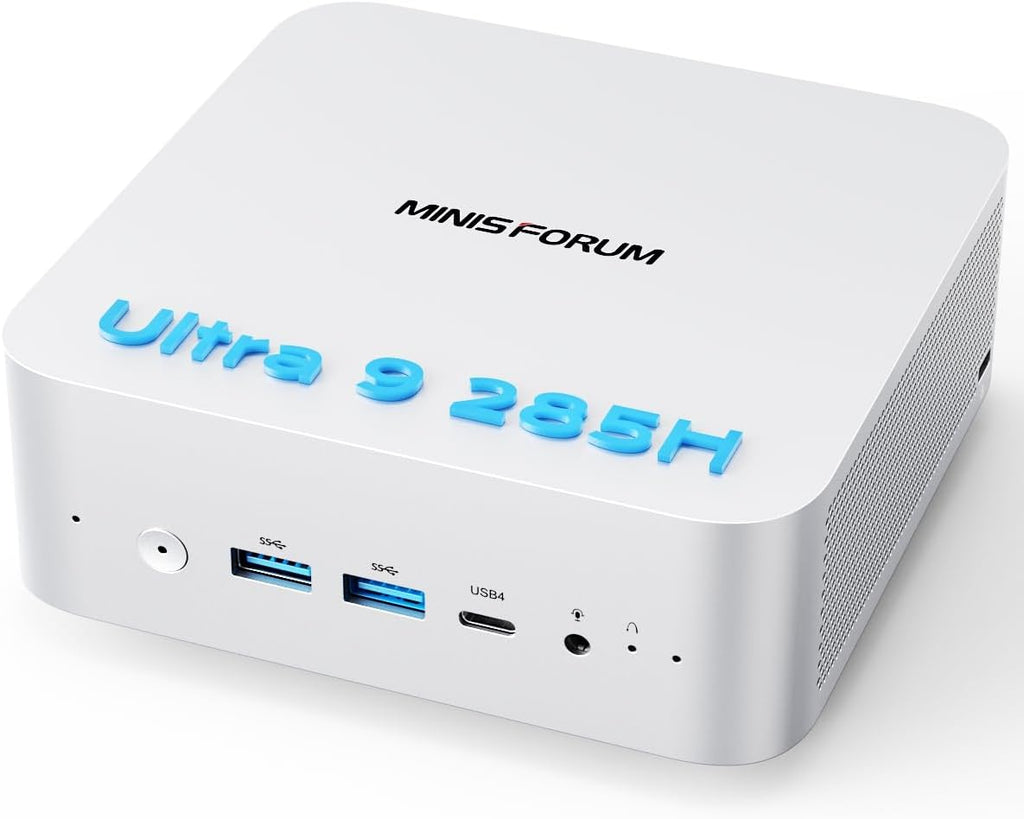 MINISFORUM M1 Pro AI Mini PC Barebone, Intel Core Ultra 9 285H (16C/16T, Up to 5.4Ghz), 99 Tops, Without Storage/OS, 2xUSB4/HDMI/DP Quad Display, 2.5G LAN, OCuLink, WiFi 7, BT5.4, Arc 140T GPU