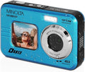 Minolta 48MP Underwater Digital Camera – 5K Ultra HD Video, Autofocus, 16x Digital Zoom, Dual LCD Screens, Selfie Front Screen, Waterproof to 13ft, Rechargeable Battery, 32GB Card (Blue)