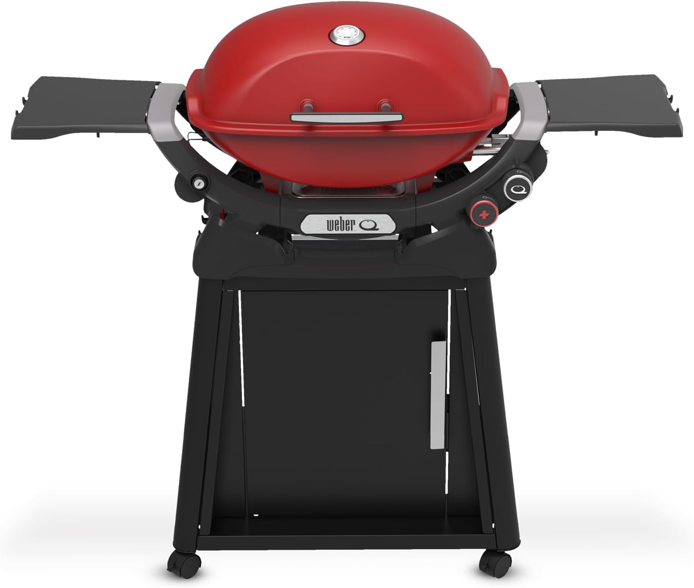Weber Q 2800N+ Liquid Propane Grill with Stand, Flame Red – Wide 250°–700°F Temp Range with Plus Burner for Searing, Low‑Temp Roasting & High-Dome Lid