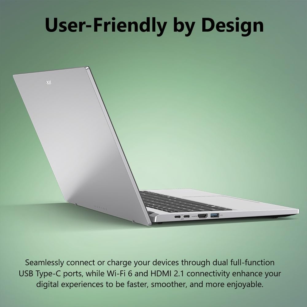 acer Aspire Go 15 AI Ready Laptop | 15.6' FHD (1920 x 1080) IPS Display | Intel Core 3 Processor N355 | Intel Graphics | 8GB DDR5 | 128GB UFS | Wi-Fi 6 | Windows 11 Home in S Mode | AG15-32P-39R2
