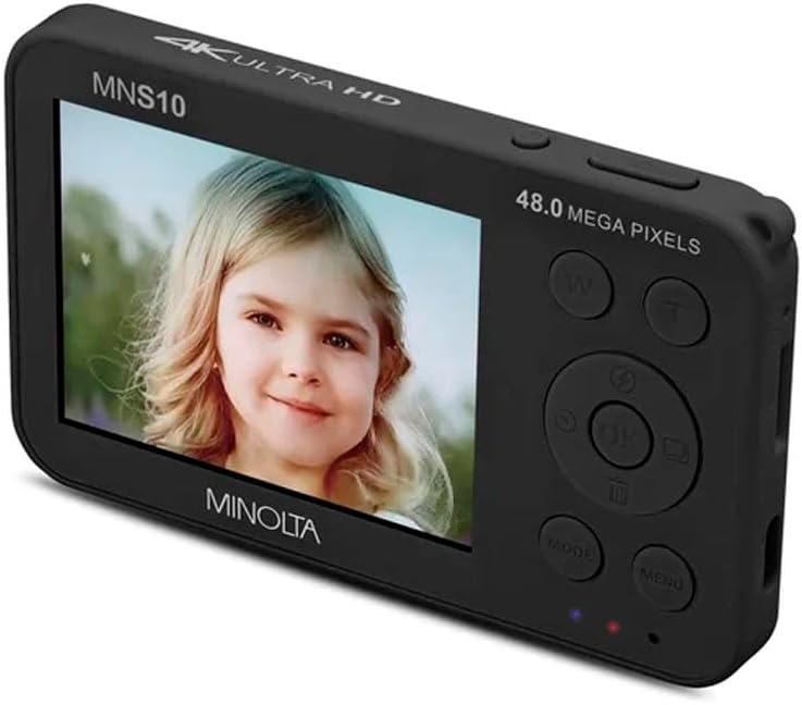 Minolta 48MP Digital Camera - 4K Ultra Slim HD Video, 2.9' IPS LCD Display, Autofocus Lens with Digital Image Stabilization, 4X Digital Zoom, Compact Travel Camera for Vlogging (Black)