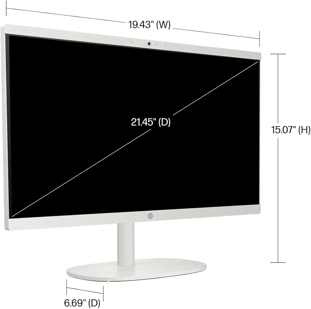 HP 21.5' FHD All-in-One Desktop Computer, Dual-Core Intel Celeron, Windows 11 Pro, Snow White (Renewed) (Snow White, 8GB RAM | 512GB SSD)