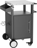 Outdoor Grill Cart with Storage, Stainless Steel Top, Movable Patio Kitchen Island, Rolling BBQ Cart, Dining Serving Cart for Family Party, Food and Others Prep Station, Black