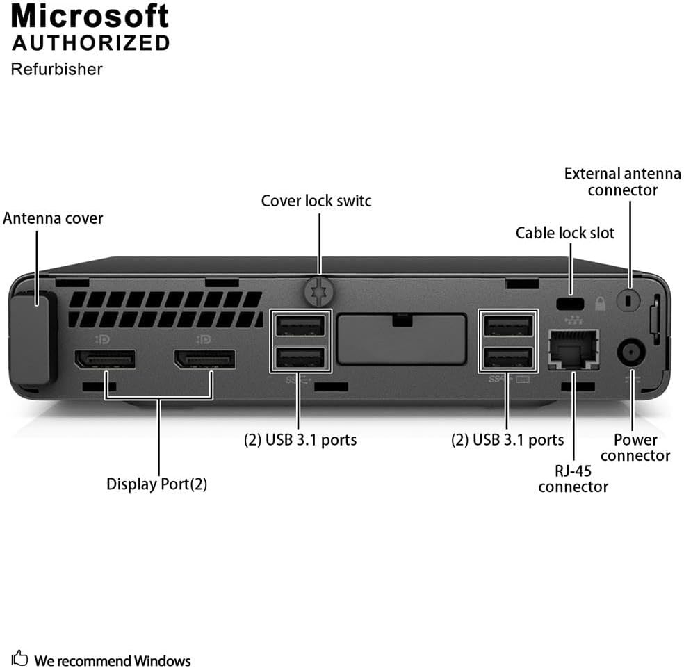 HP ProDesk 600 G4 Mini Desktop Computer with 24' Monitor, Intel Core i5-8500T 3.5GHz, 8GB RAM, 256GB SSD, Keyboard and Mouse, USB-C, WiFi & BT, Windows 11 Pro (Renewed)